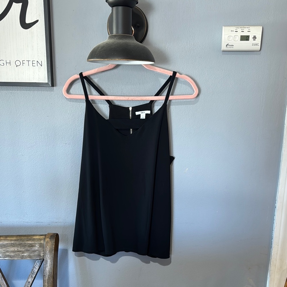 Bar III Black Sleeveless Top with Cutout & Zipper Detailing